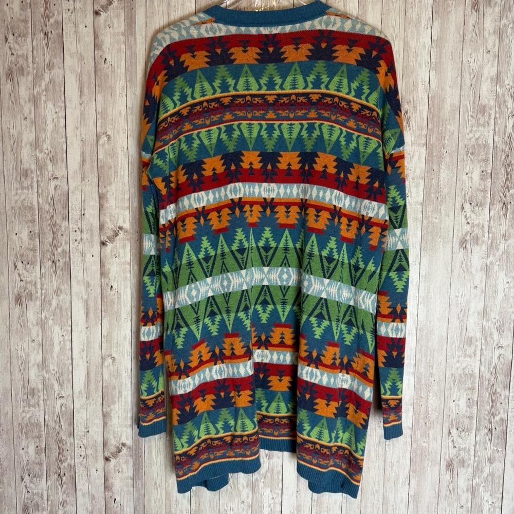 Tasha Polizzi Southwestern Print Cotton Knit Open-Front Cardigan Sweater - Picture 8 of 9